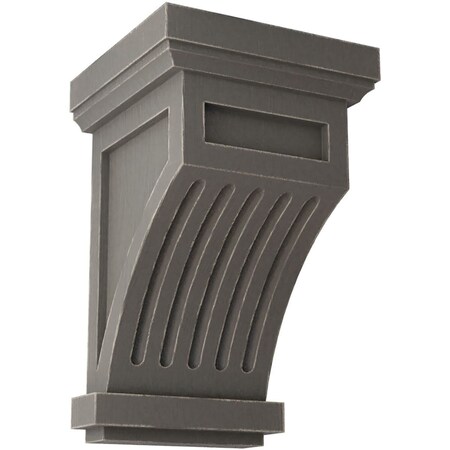 Ekena Millwork 4 1/4"W x 4 1/4"D x 7"H Fluted Wood Vintage Decor Corbel, Reclaimed Grey CORWD04X04X07FLGY